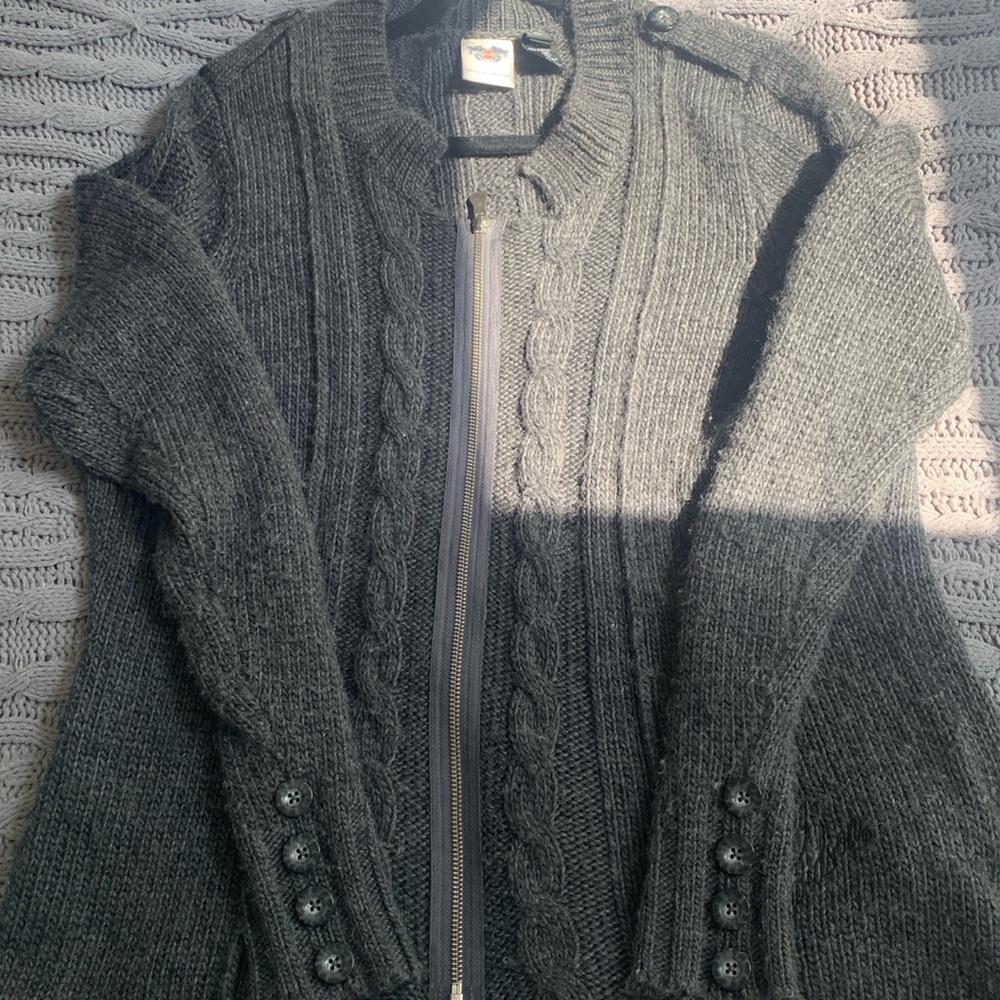 Harley Davidson Women's XL Wool Blend Zip Cardigan Embroidered Sweater